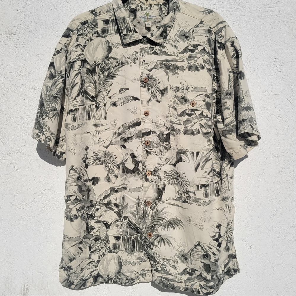 Island Shores Silk Button Up Shirt Size XL